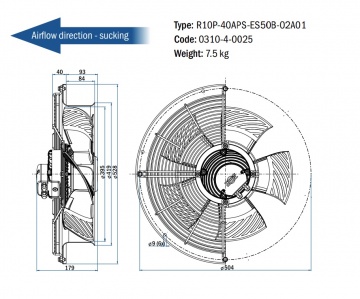 Ventilator axial de aspiratie Hidria R10P-40APS, Ø 400 mm